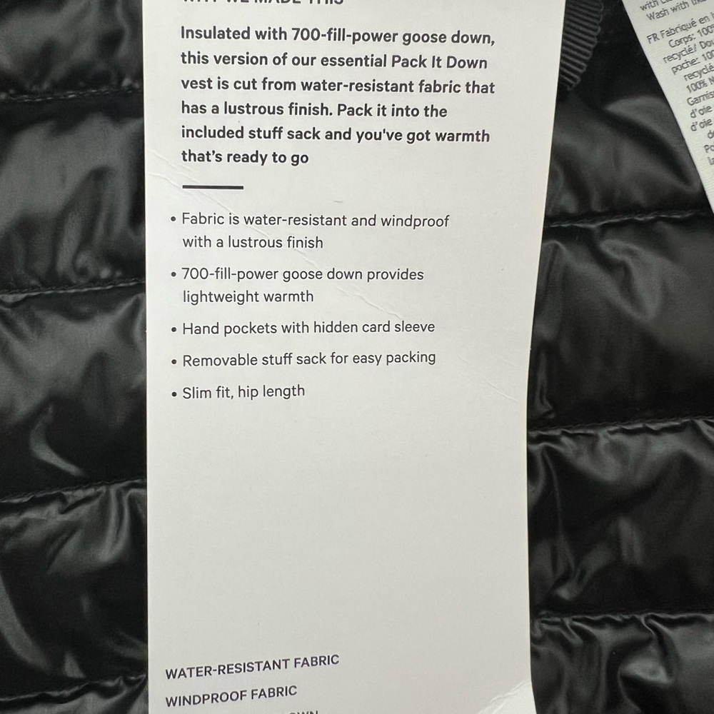 Lululemon Pack It Down Vest Lustre Black NWT Size 10 - Picture 5 of 8